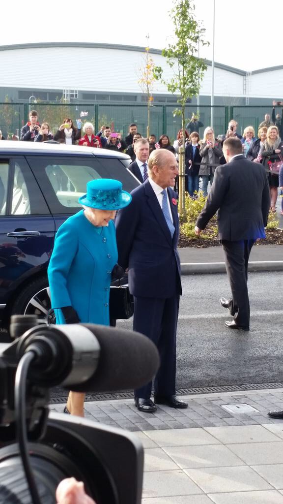 The Queen & Prince Philip arrive at JLR's i54 engine plant for the official opening ceremony            (Img: Express & Star)
