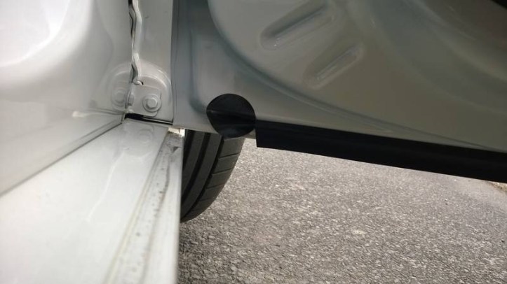 More use of duct tape. This covers a hole from manufacturing - only this is half peeling away from the door of a car with 1700 miles on the clock and just a few weeks old. Once again... its just not acceptable and the lack of deep rooted quality is most worrying.